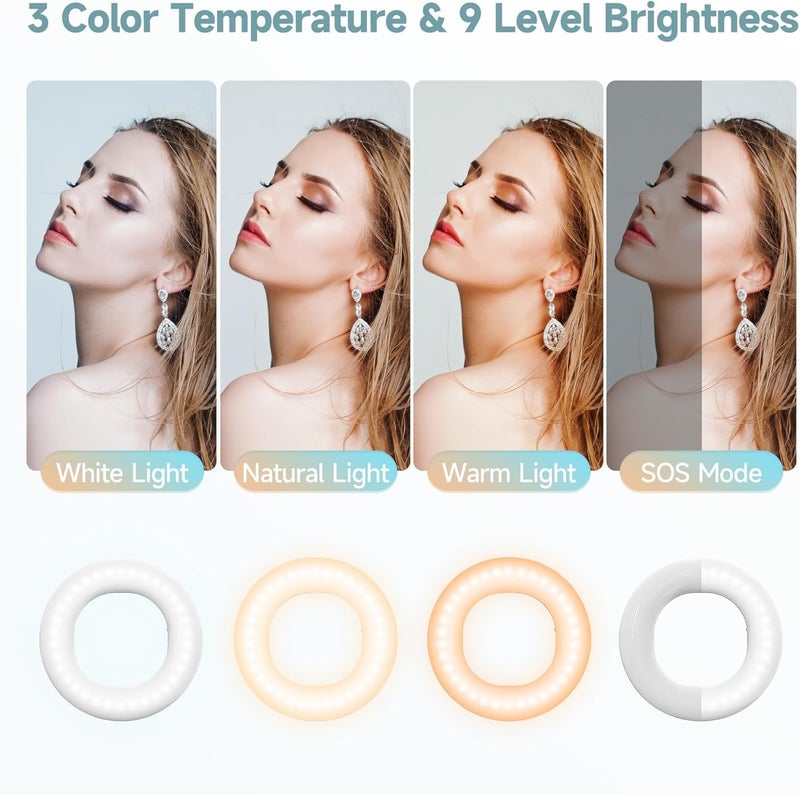 VOBRAMY Selfie Ring Light , Rechargeable Selfie Fill Light with Retaining Clip On, Video Conference Light for Phone, Laptop, Zoom Meeting, Make up - Image 2